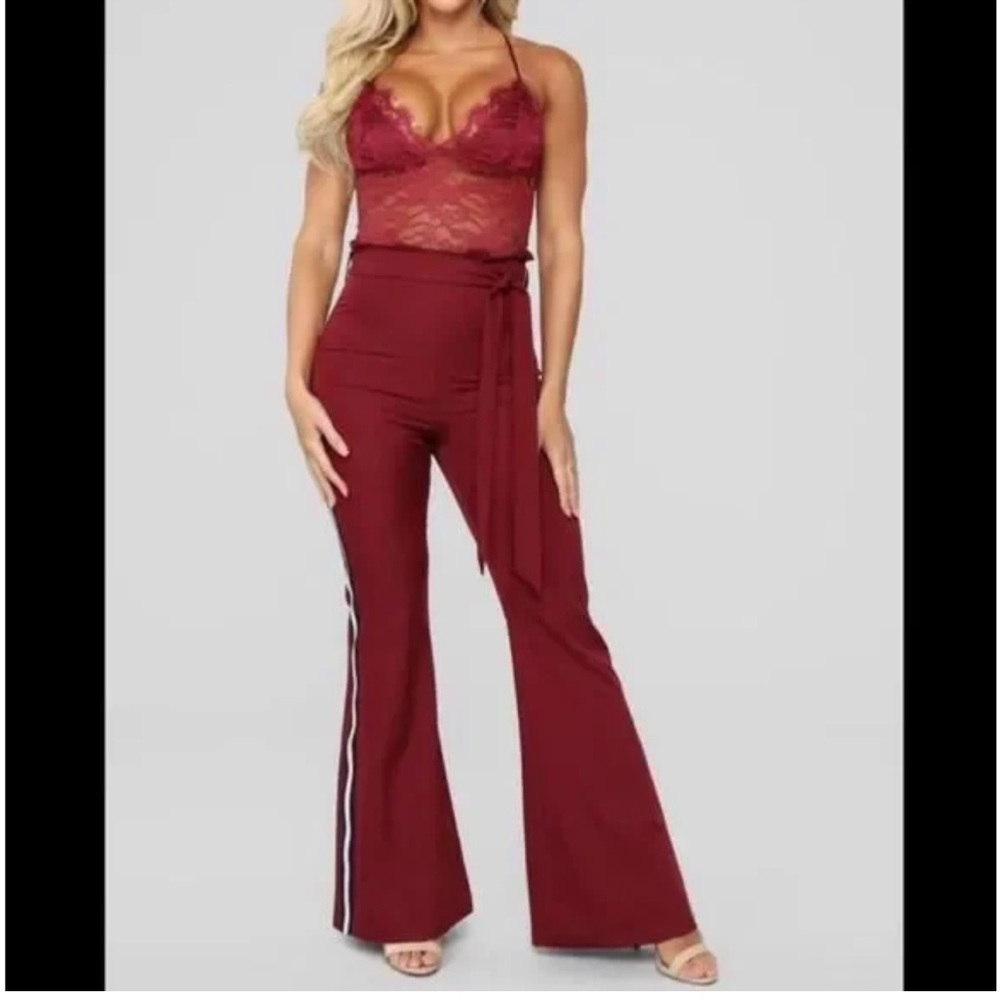 Fashion Nova- Own it Jumpsuit Burgundy size S NWT